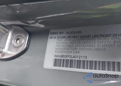 2020 Audi A3 Premium 45 Tfsi S Line Quattro S Tronic z USA, uszkodzony, nr VIN WAUBEGFF2LA012113